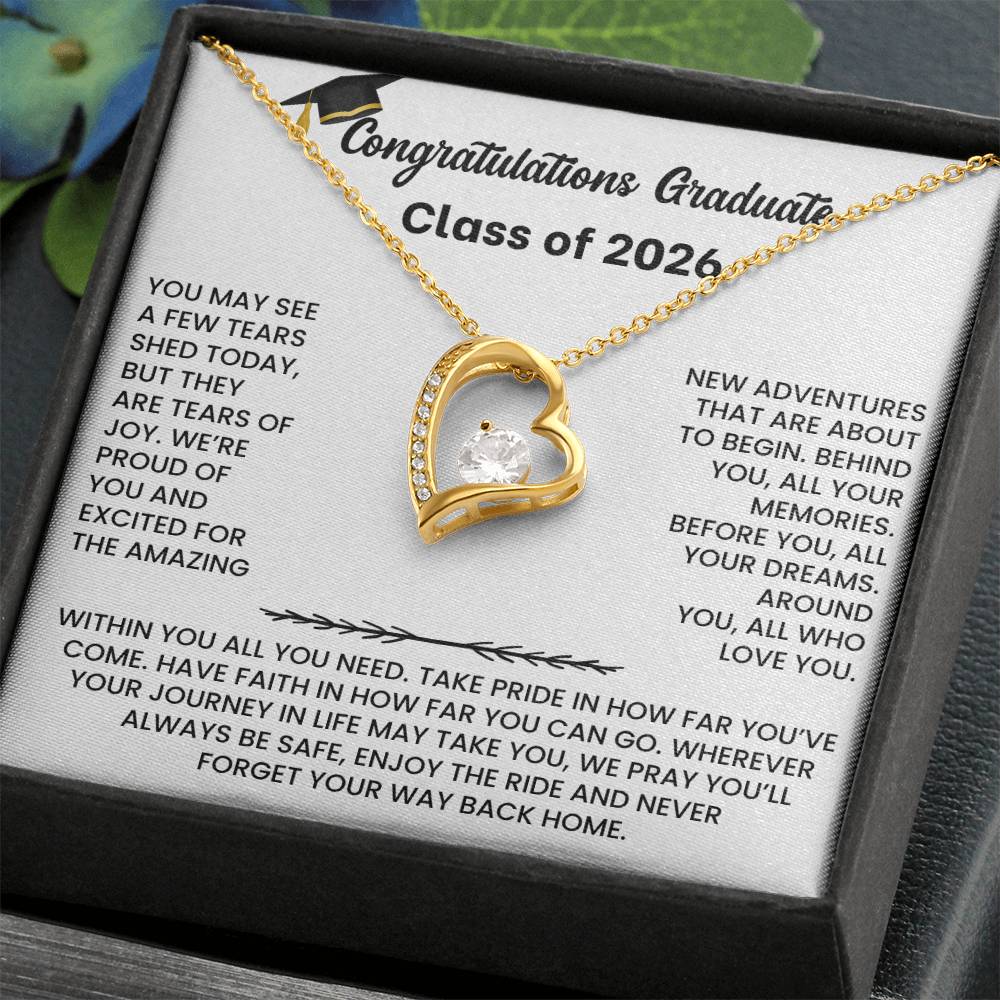 Class of 2026 Graduation Necklace Gift - Heart