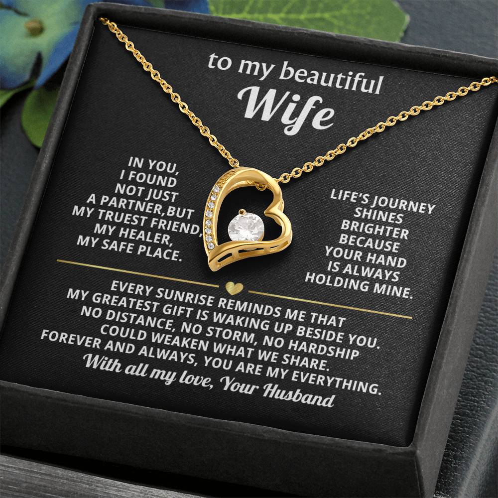 To My Beautiful Wife Heart Necklace