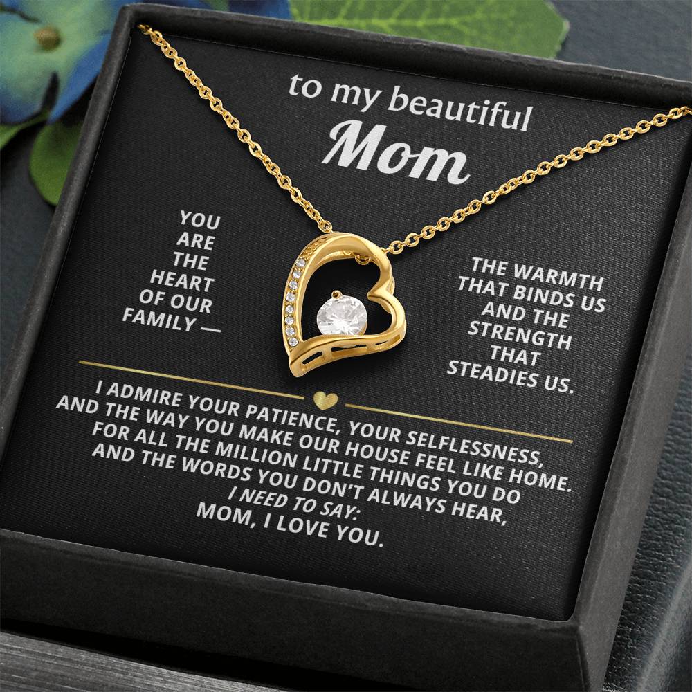 To My Beautiful Mom Heart Necklace