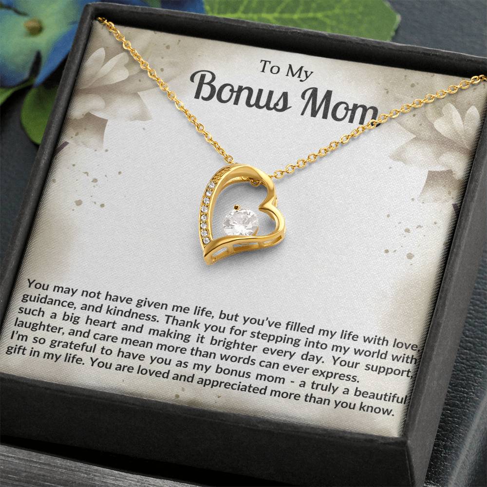 To My Bonus Mom Heart Necklace Gift