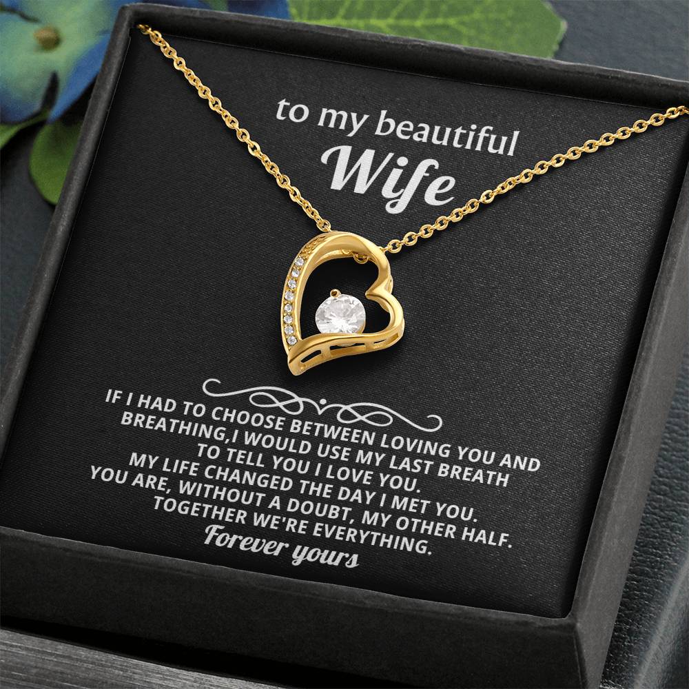 To My Beautiful Wife Heart Necklace Gift
