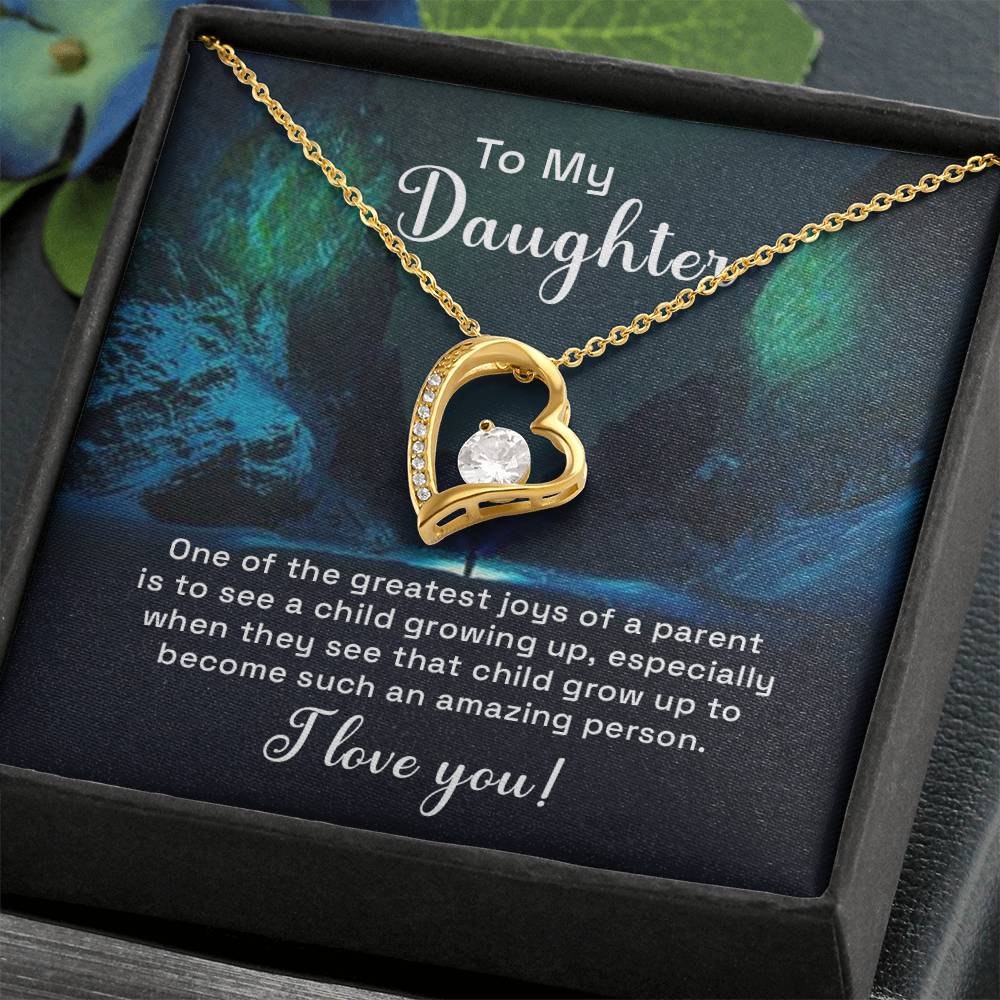 Daughter Greatest Joy Heart Necklace Gift-[Heartfelt Family Gift]