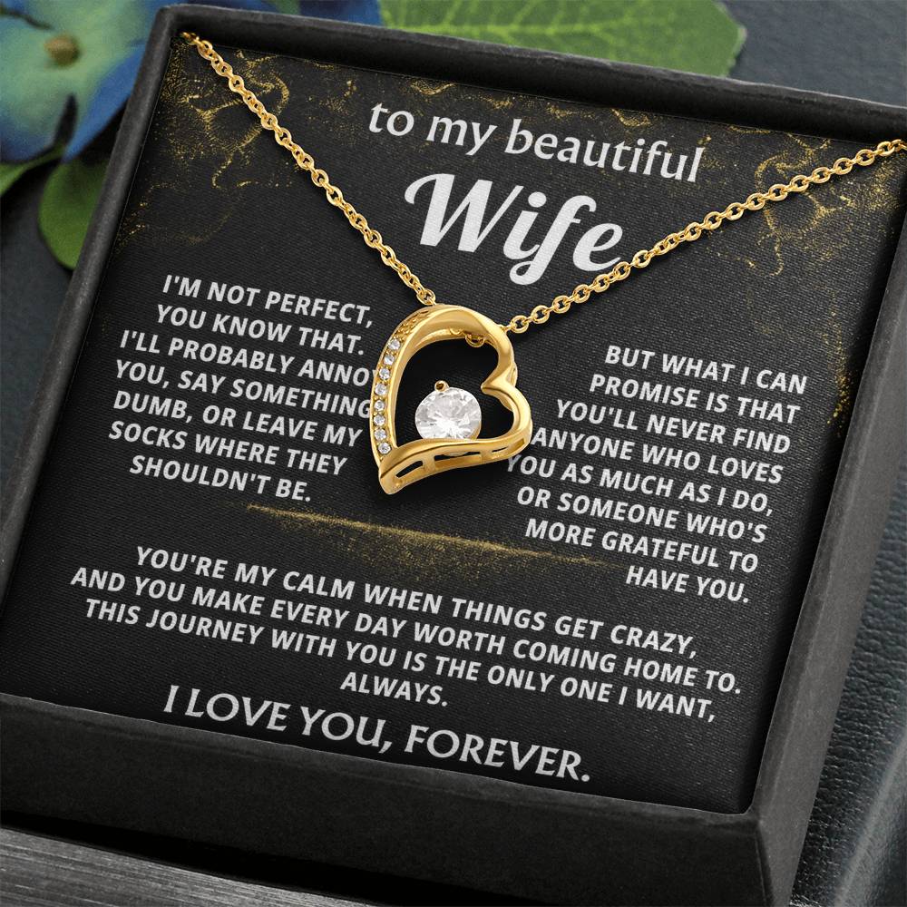 To My Wife Heart Necklace Gift