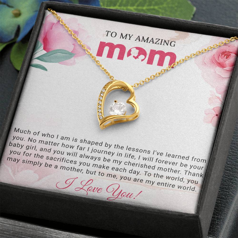 To My Mom Heart Necklace Gift