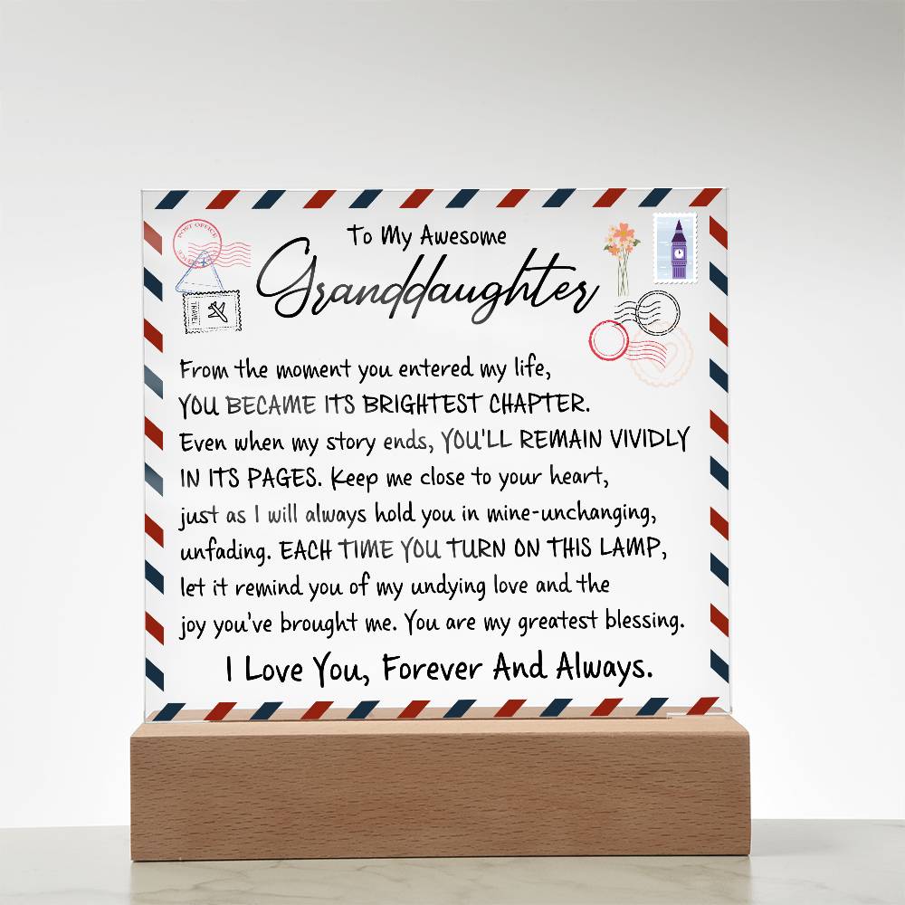 To My Granddaughter Acrylic Lighted Plaque