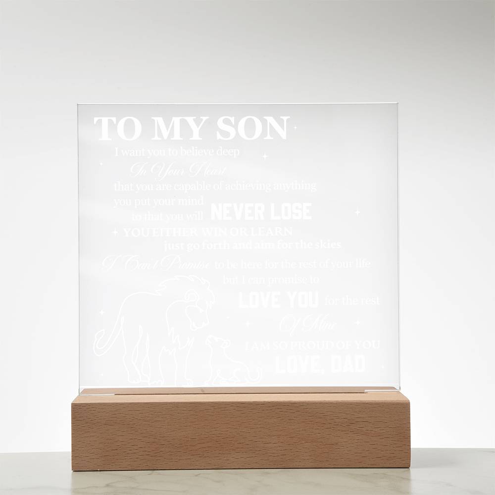To My Son from Dad Acrylic Heart Plaque Gift
