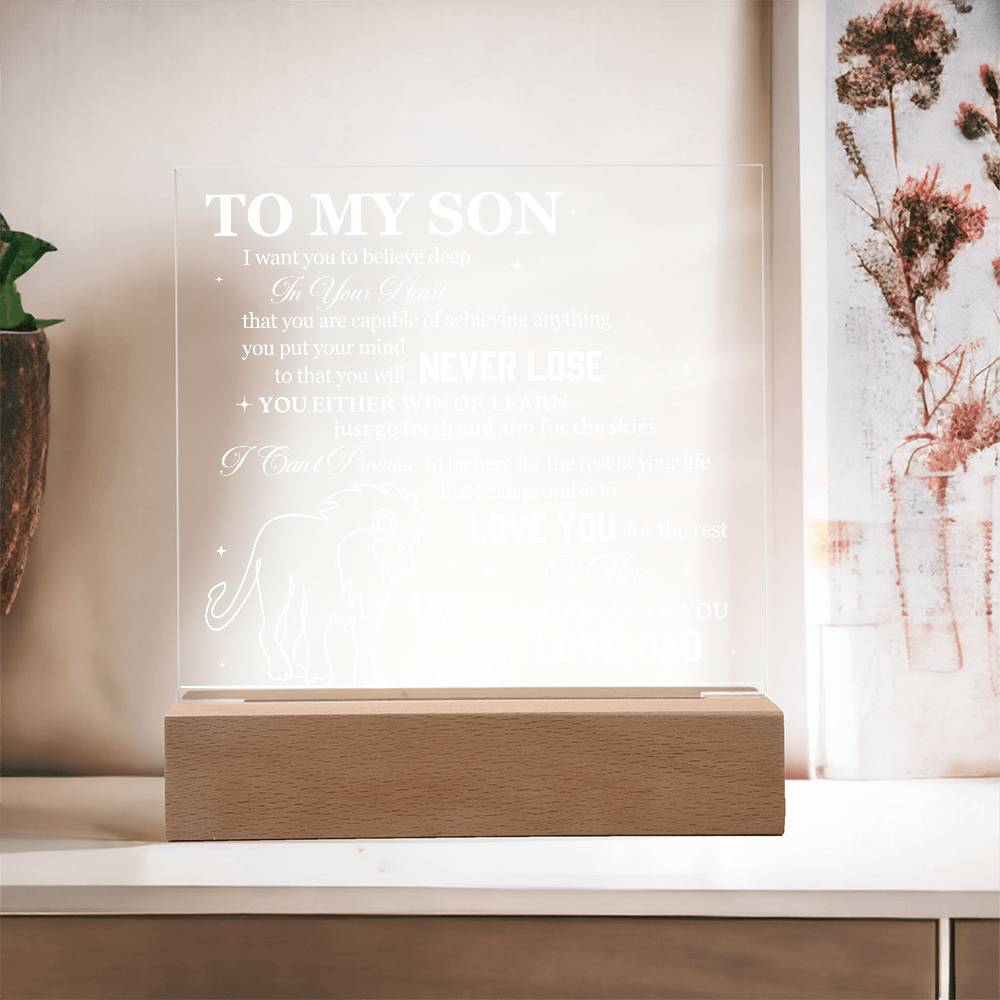 To My Son from Dad Acrylic Heart Plaque Gift