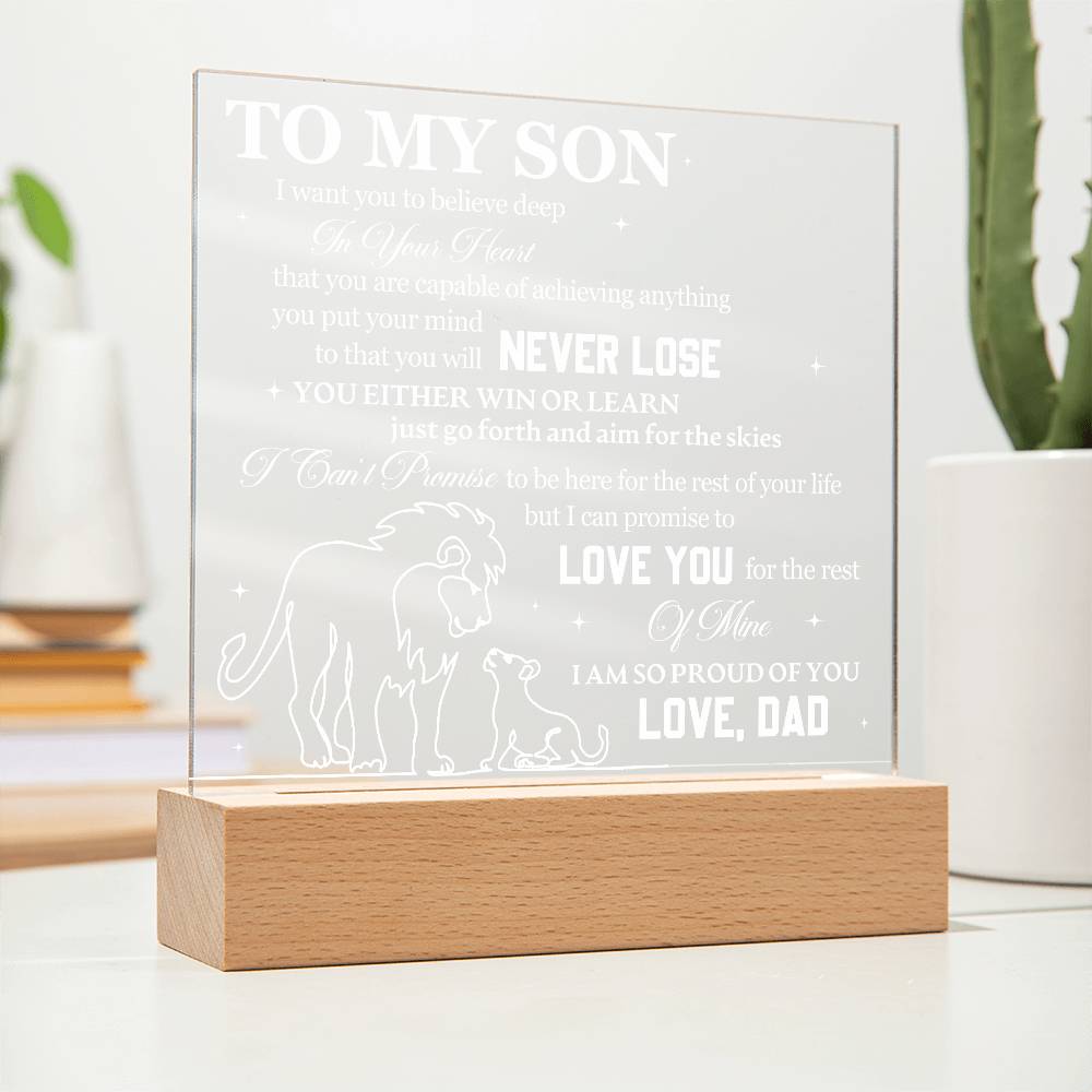 To My Son from Dad Acrylic Heart Plaque Gift