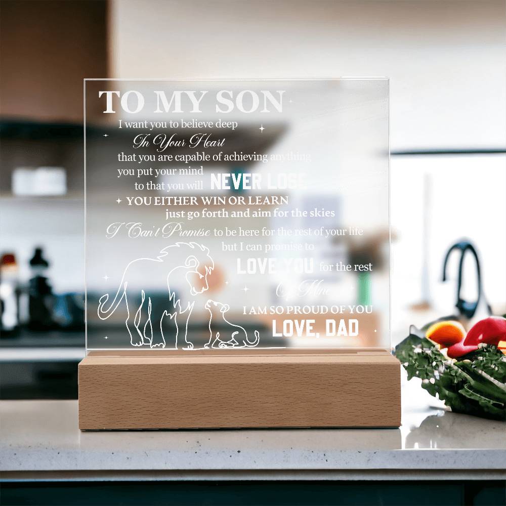 To My Son from Dad Acrylic Heart Plaque Gift