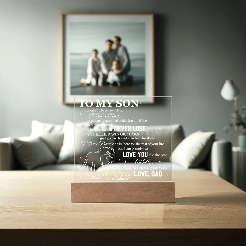 To My Son from Dad Acrylic Heart Plaque Gift