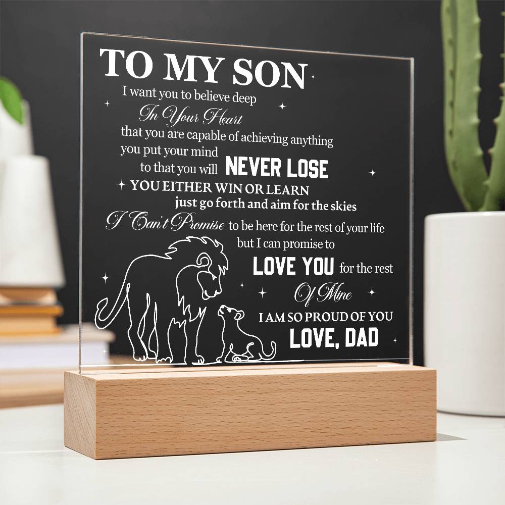 To My Son from Dad Acrylic Heart Plaque Gift