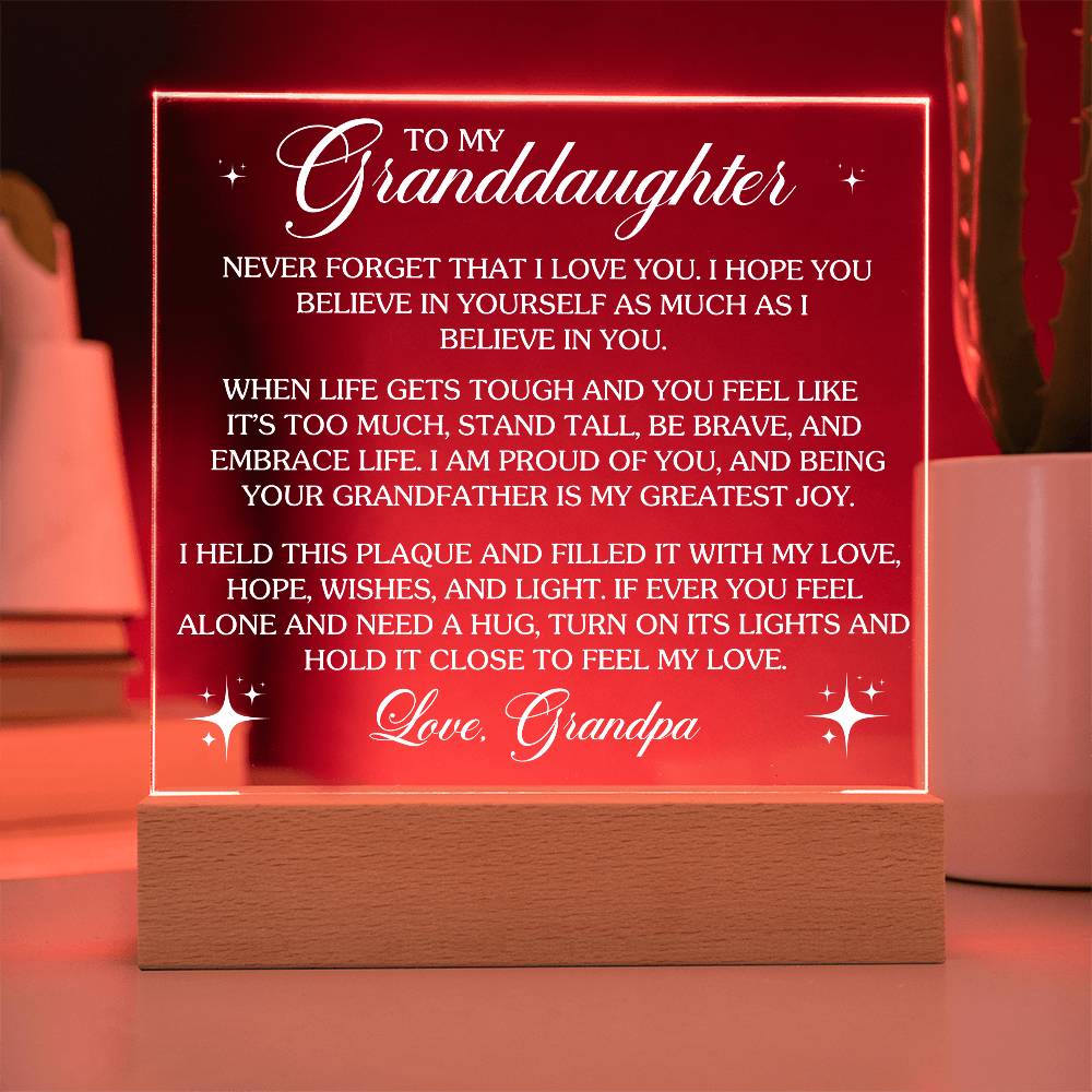 To My Granddaughter Acrylic Lighted Plaque