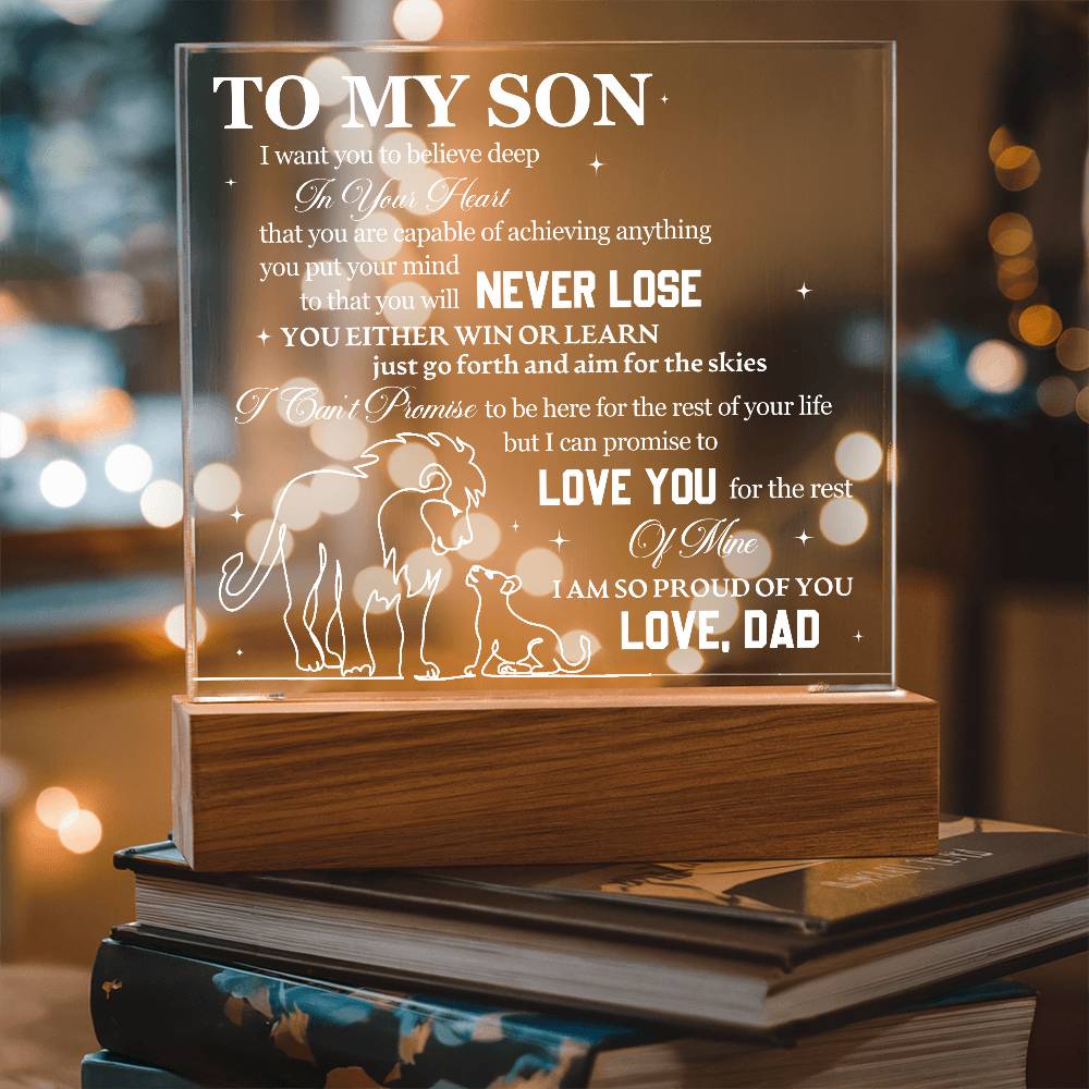 To My Son from Dad Acrylic Heart Plaque Gift