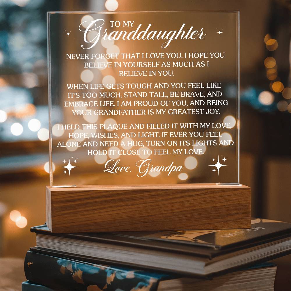 To My Granddaughter Acrylic Lighted Plaque