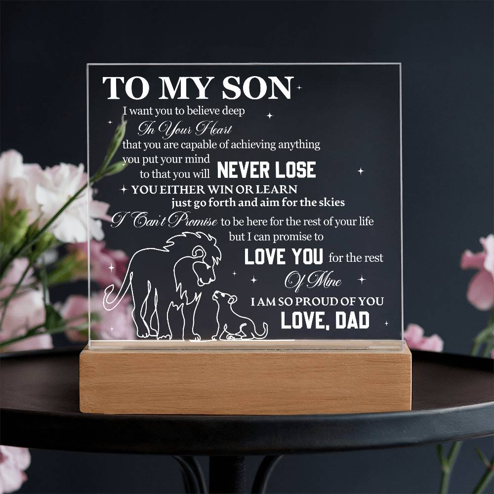 To My Son from Dad Acrylic Heart Plaque Gift