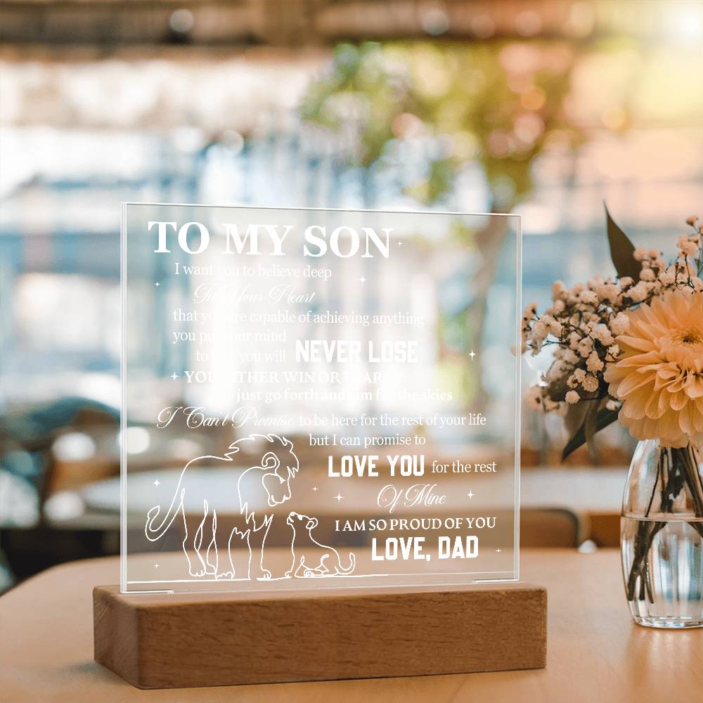 To My Son from Dad Acrylic Heart Plaque Gift