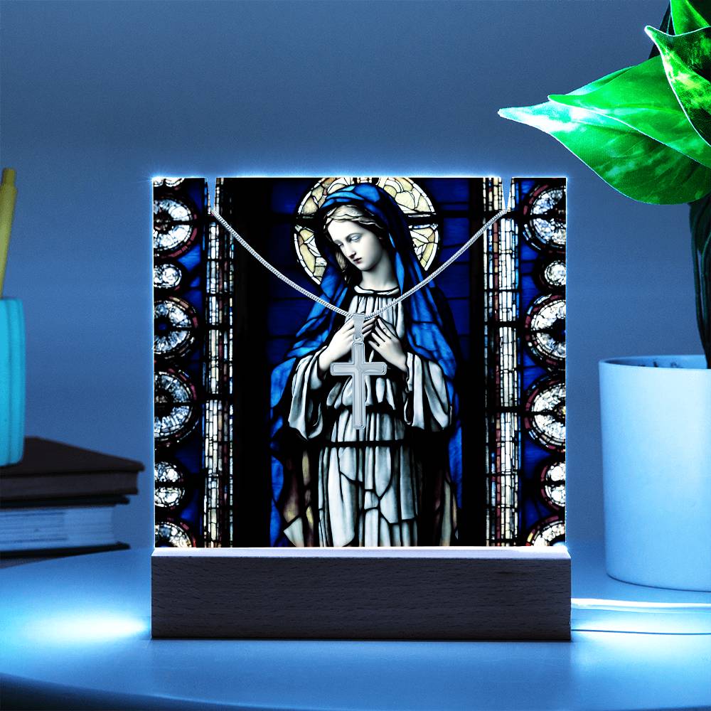 Virgin Mary Cross Necklace and Jewelry Holder Gift Set-[Heartfelt Family Gift]