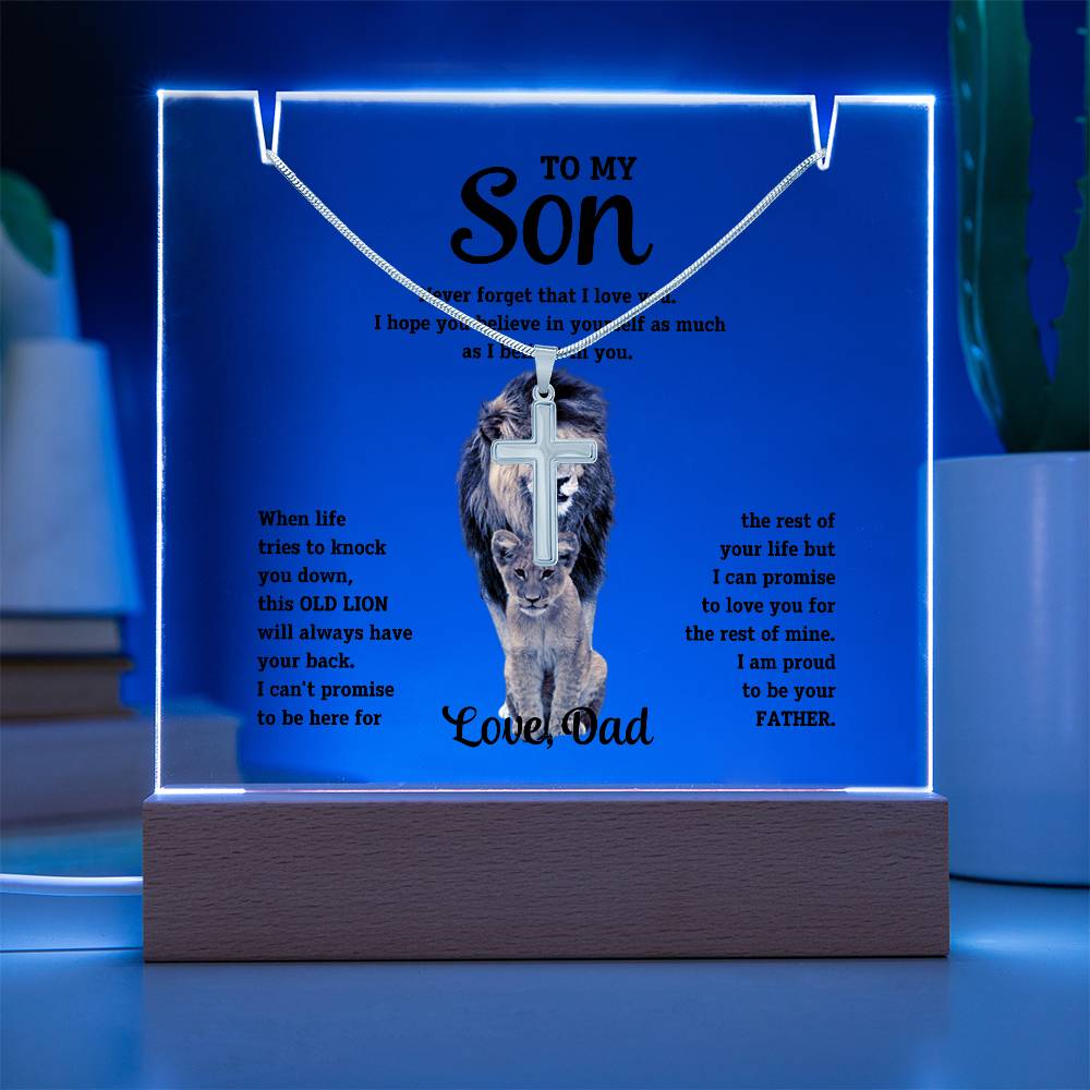 To My Son Cross Necklace and Jewelry Holder Gift Set from Dad-[Heartfelt Family Gift]