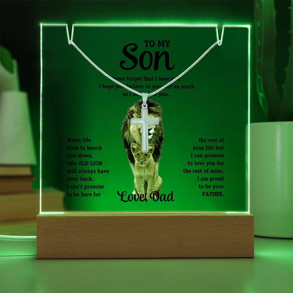 To My Son Cross Necklace and Jewelry Holder Gift Set from Dad-[Heartfelt Family Gift]