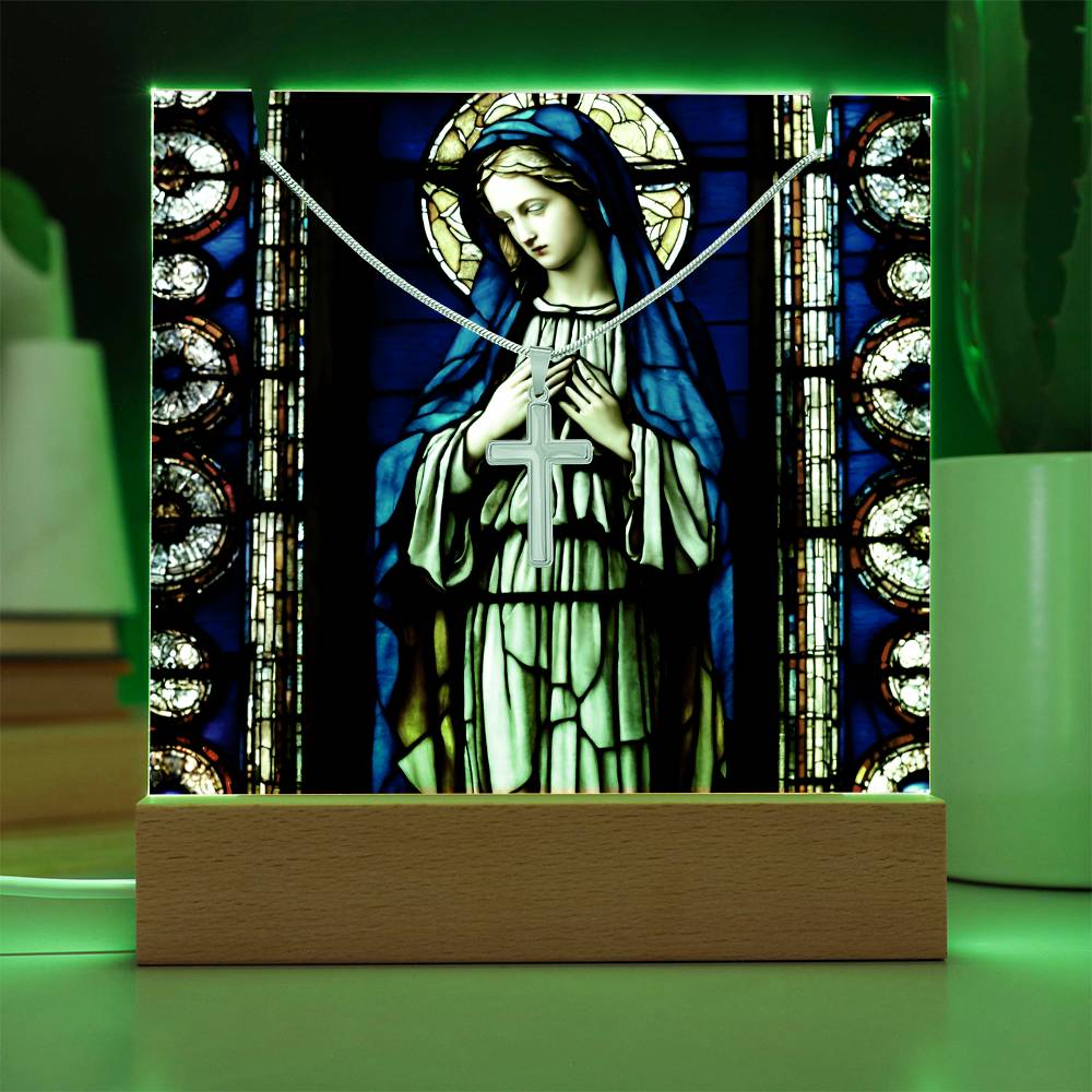 Virgin Mary Cross Necklace and Jewelry Holder Gift Set-[Heartfelt Family Gift]