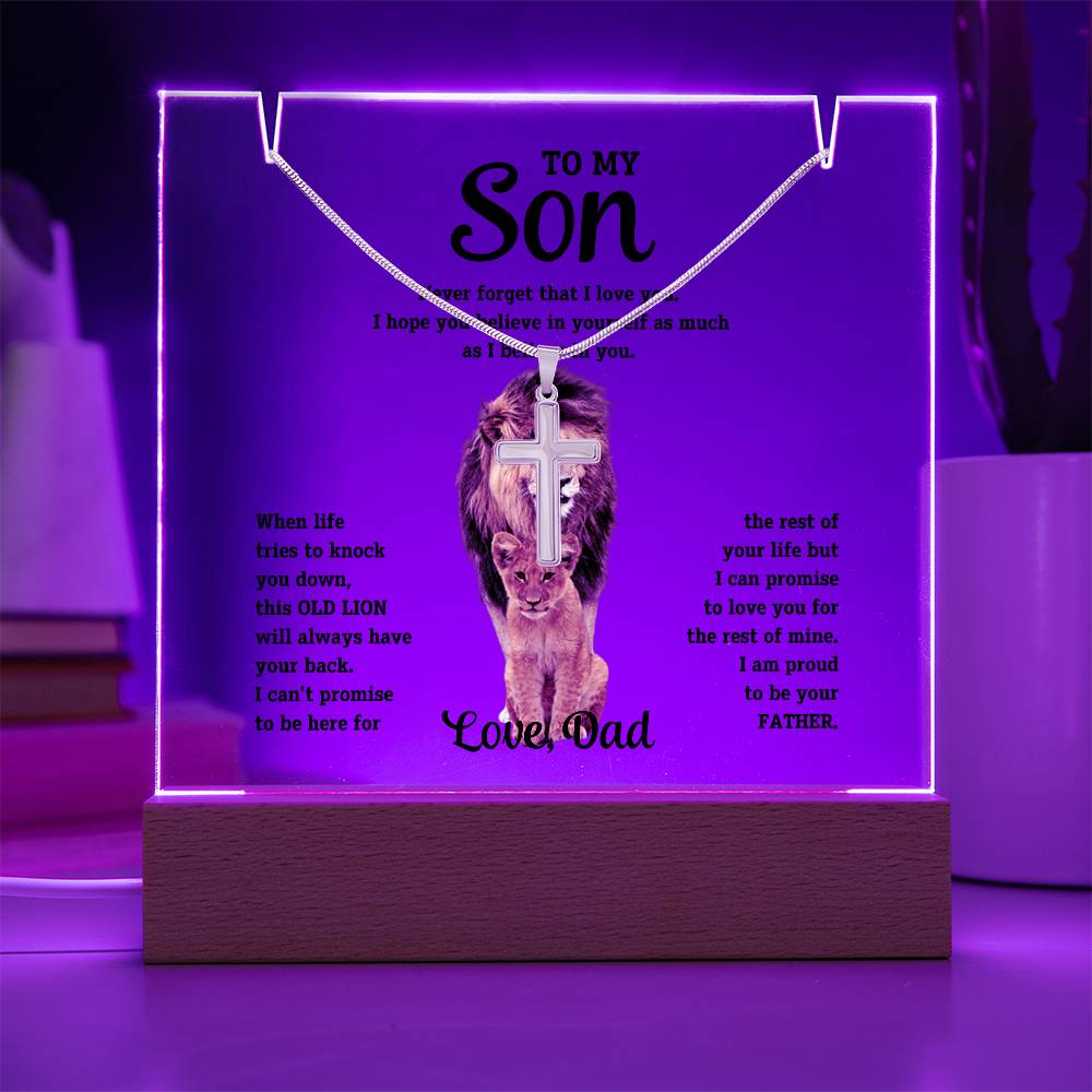 To My Son Cross Necklace and Jewelry Holder Gift Set from Dad-[Heartfelt Family Gift]