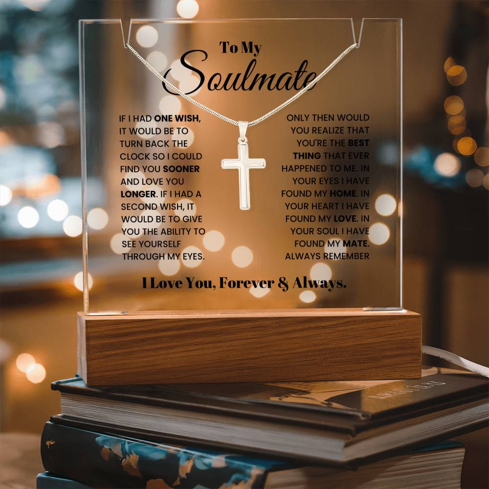 Soulmate Cross Necklace and Jewelry Holder Gift Set-[Heartfelt Family Gift]