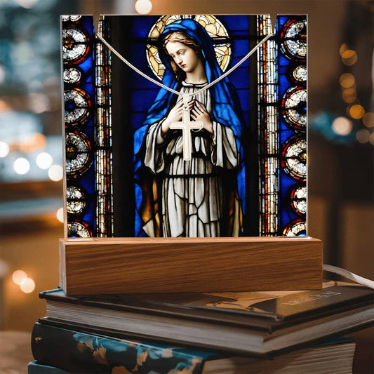 Virgin Mary Cross Necklace and Jewelry Holder Gift Set-[Heartfelt Family Gift]