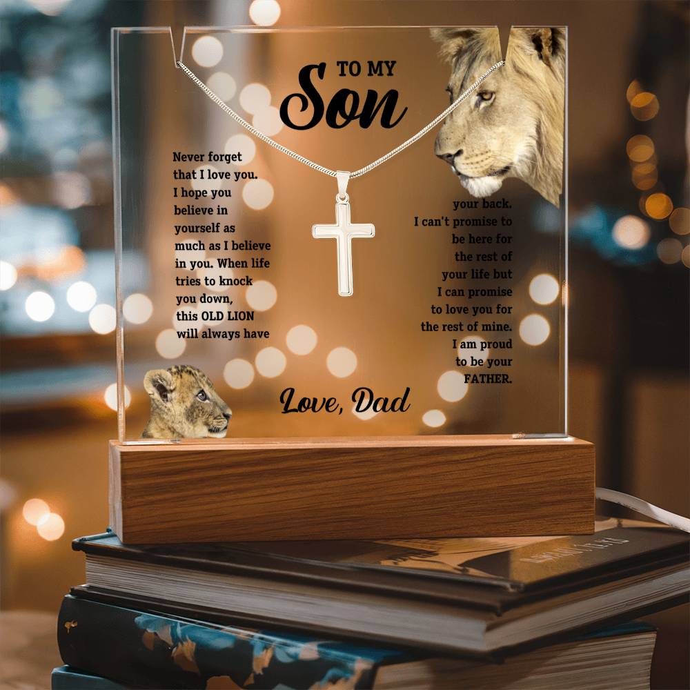 Son  Cross Necklace and Jewelry Holder Gift Set-[Heartfelt Family Gift]