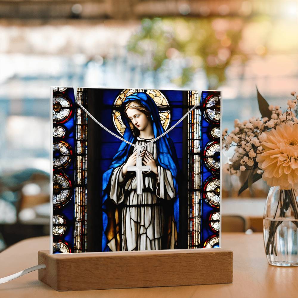 Virgin Mary Cross Necklace and Jewelry Holder Gift Set-[Heartfelt Family Gift]