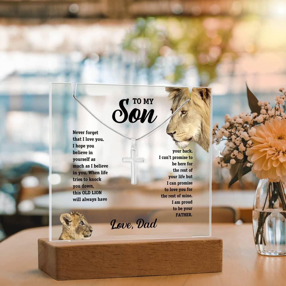 Son  Cross Necklace and Jewelry Holder Gift Set-[Heartfelt Family Gift]