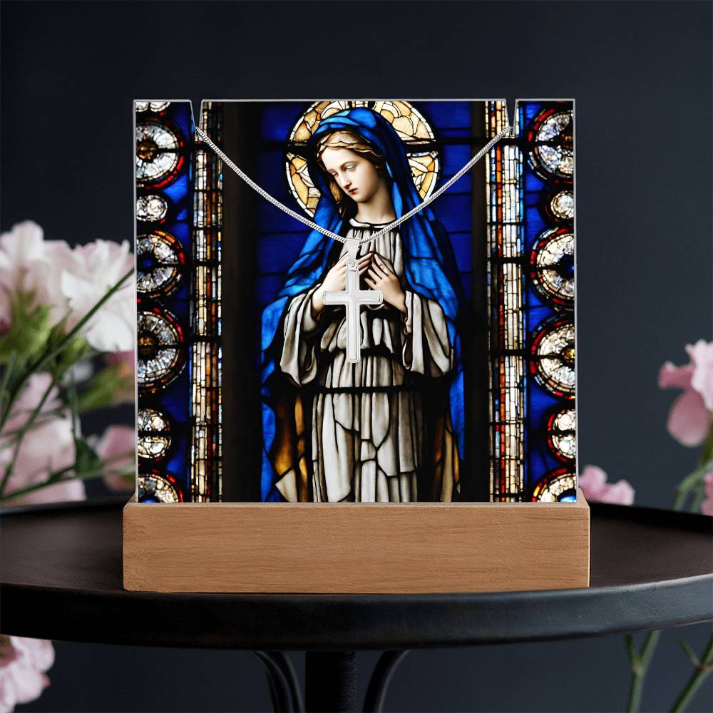 Virgin Mary Cross Necklace and Jewelry Holder Gift Set-[Heartfelt Family Gift]