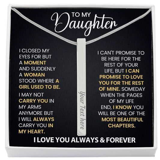 Daughter Engraved 4 Sided Necklace