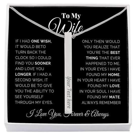 Wife Engraved Vertical Bar Necklace