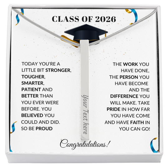 Class of 2026 Engraved 4 Sided Bar Necklace