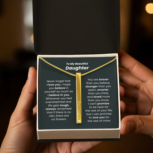 Daughter Vertical Bar Engraved Necklace