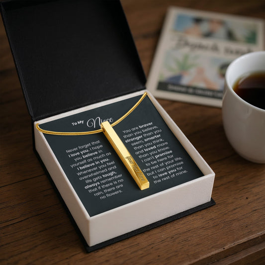 To My Niece Vertical Bar Engraved Necklace