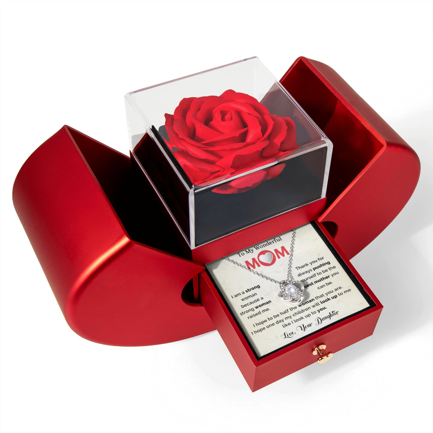 To My Mom Preserved Rose Necklace Gift  Set