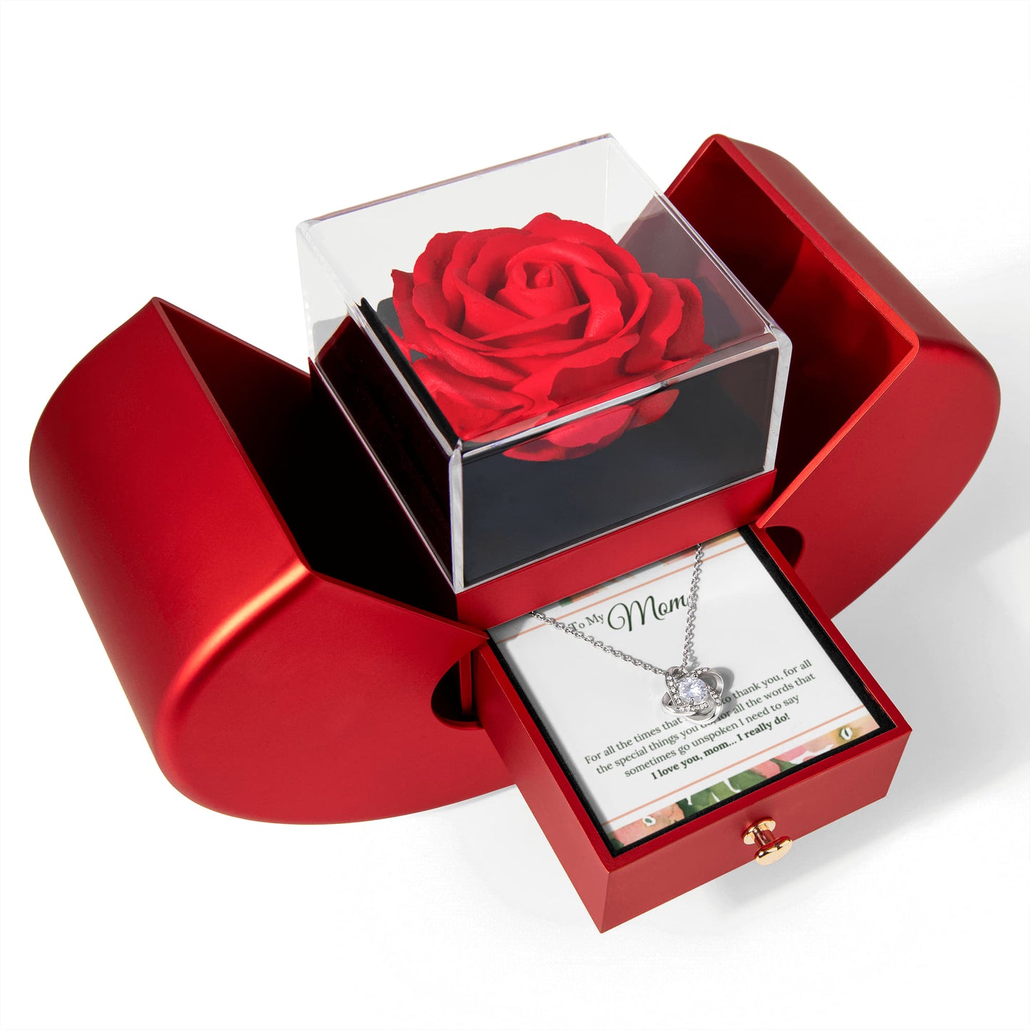 To My Mom Preserved Rose Necklace Gift  Set