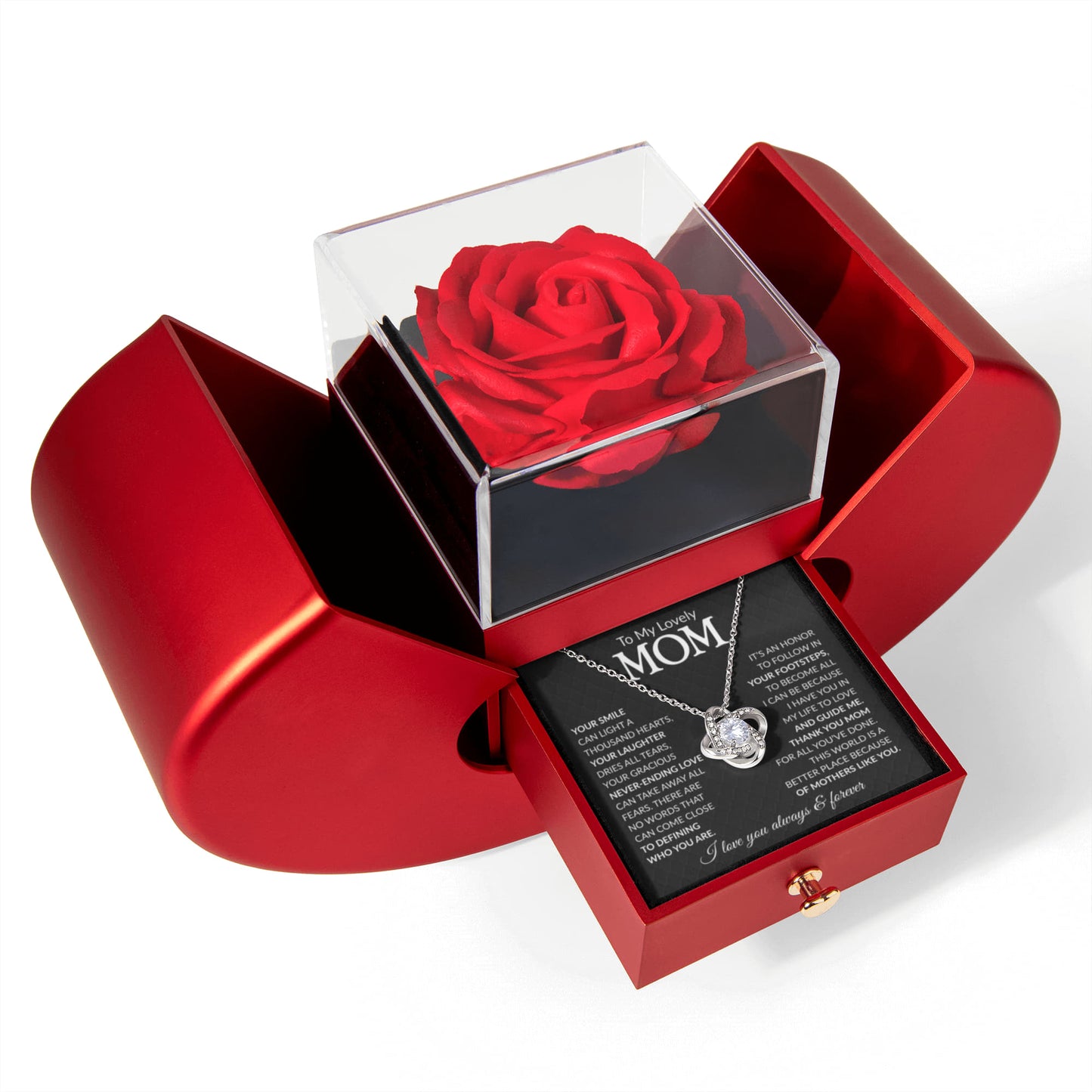 Mom Preserved Rose Necklace Gift  Set