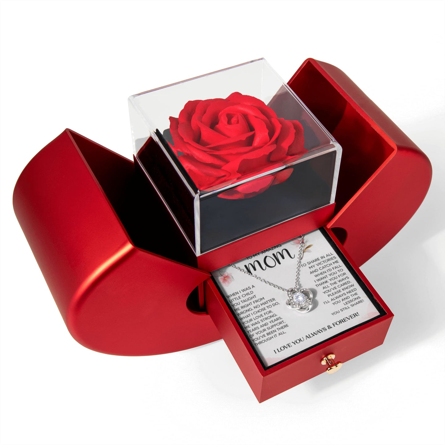 To My Mom Preserved Rose Necklace Gift  Set