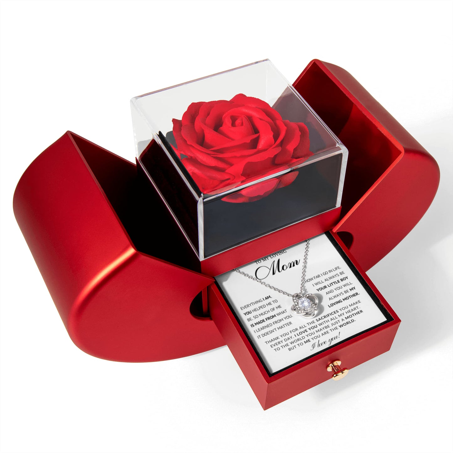 To My Mom Preserved Rose Necklace Gift  Set