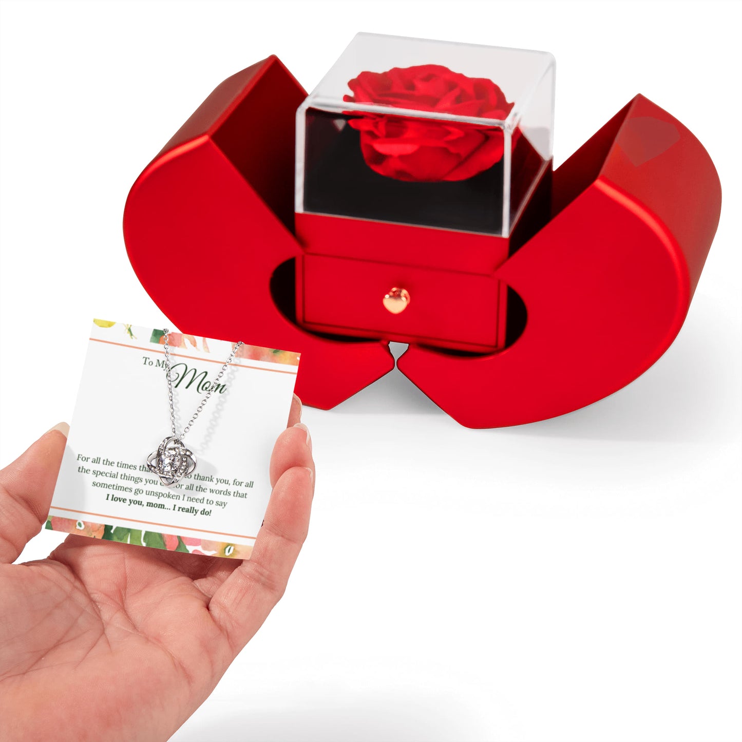To My Mom Preserved Rose Necklace Gift  Set