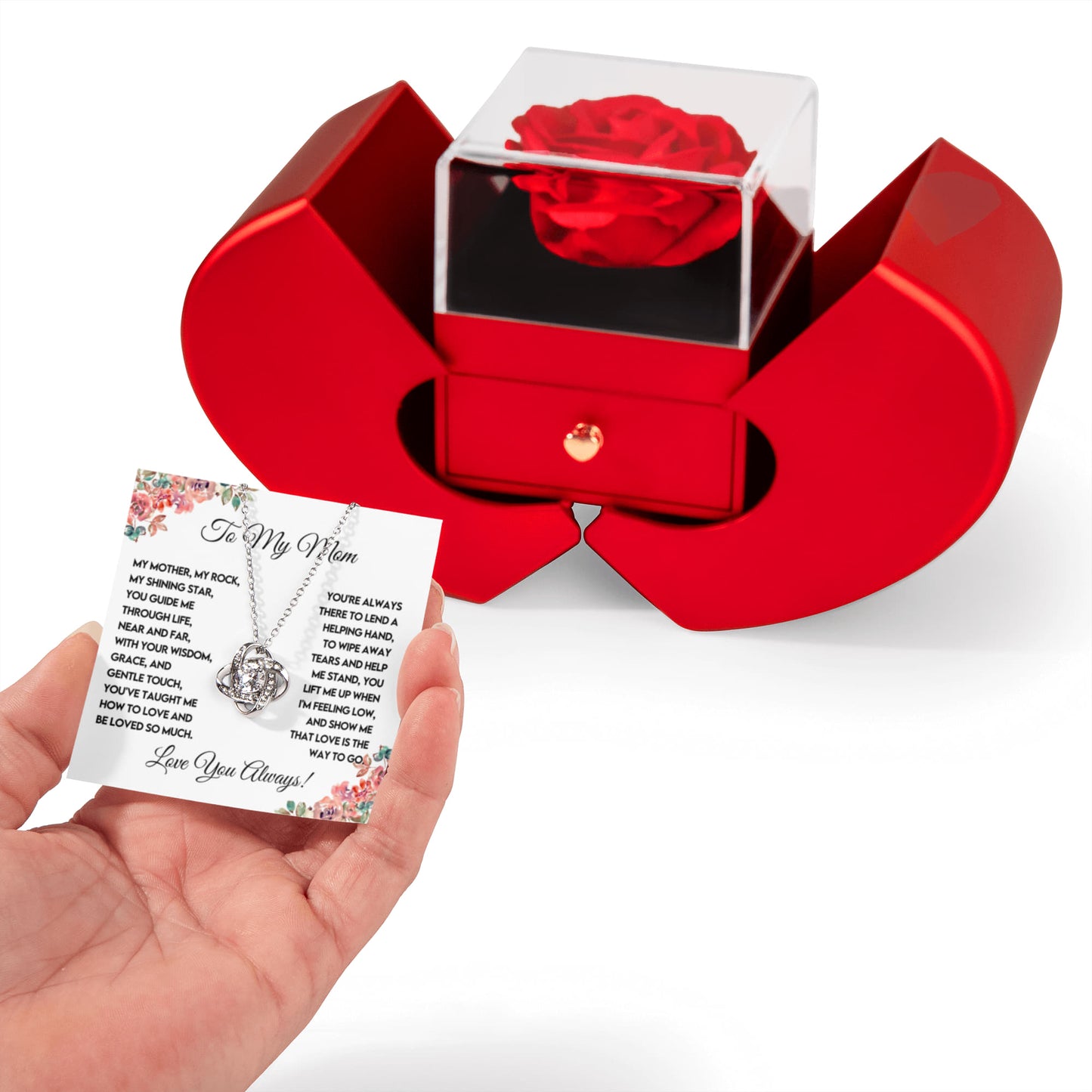 To My Mom Preserved Rose Necklace Gift  Set