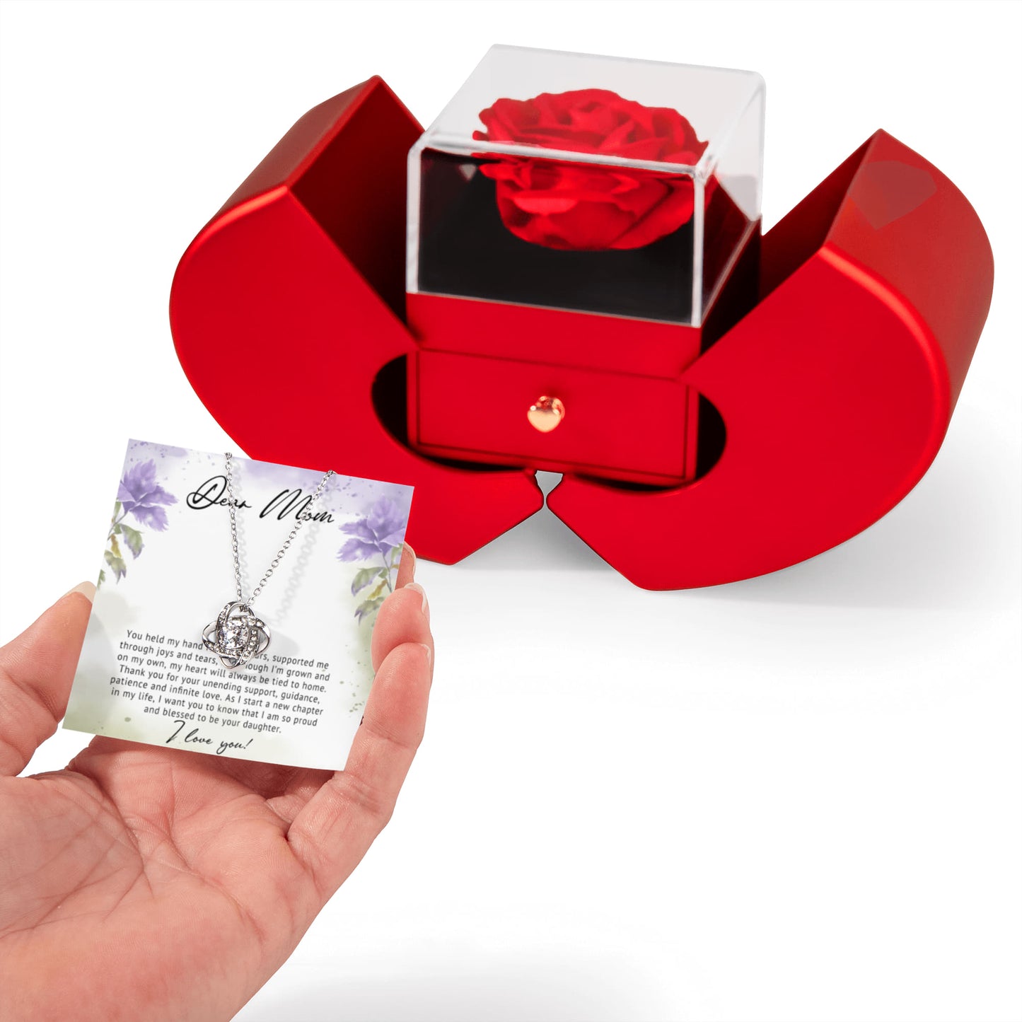 To My Mom Preserved Rose Necklace Gift  Set