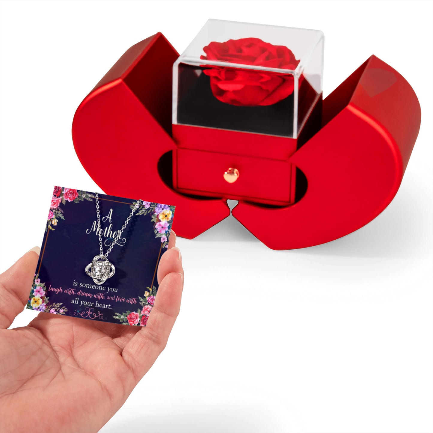 To My Mother Preserved Rose Necklace Gift  Set