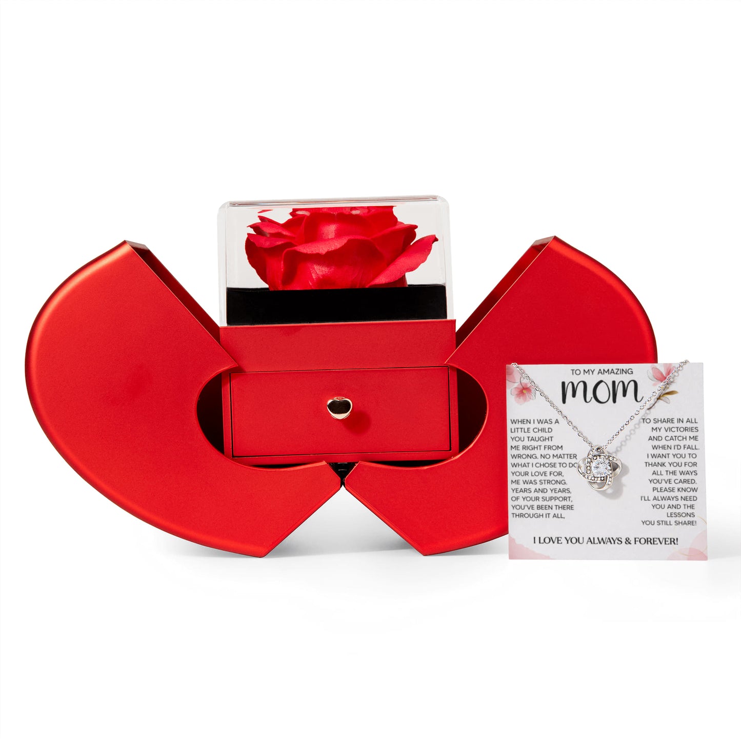 To My Mom Preserved Rose Necklace Gift  Set