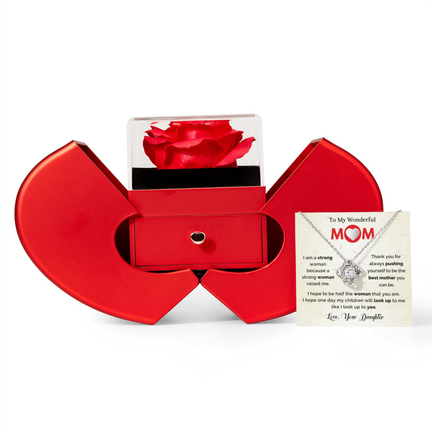 To My Mom Preserved Rose Necklace Gift  Set
