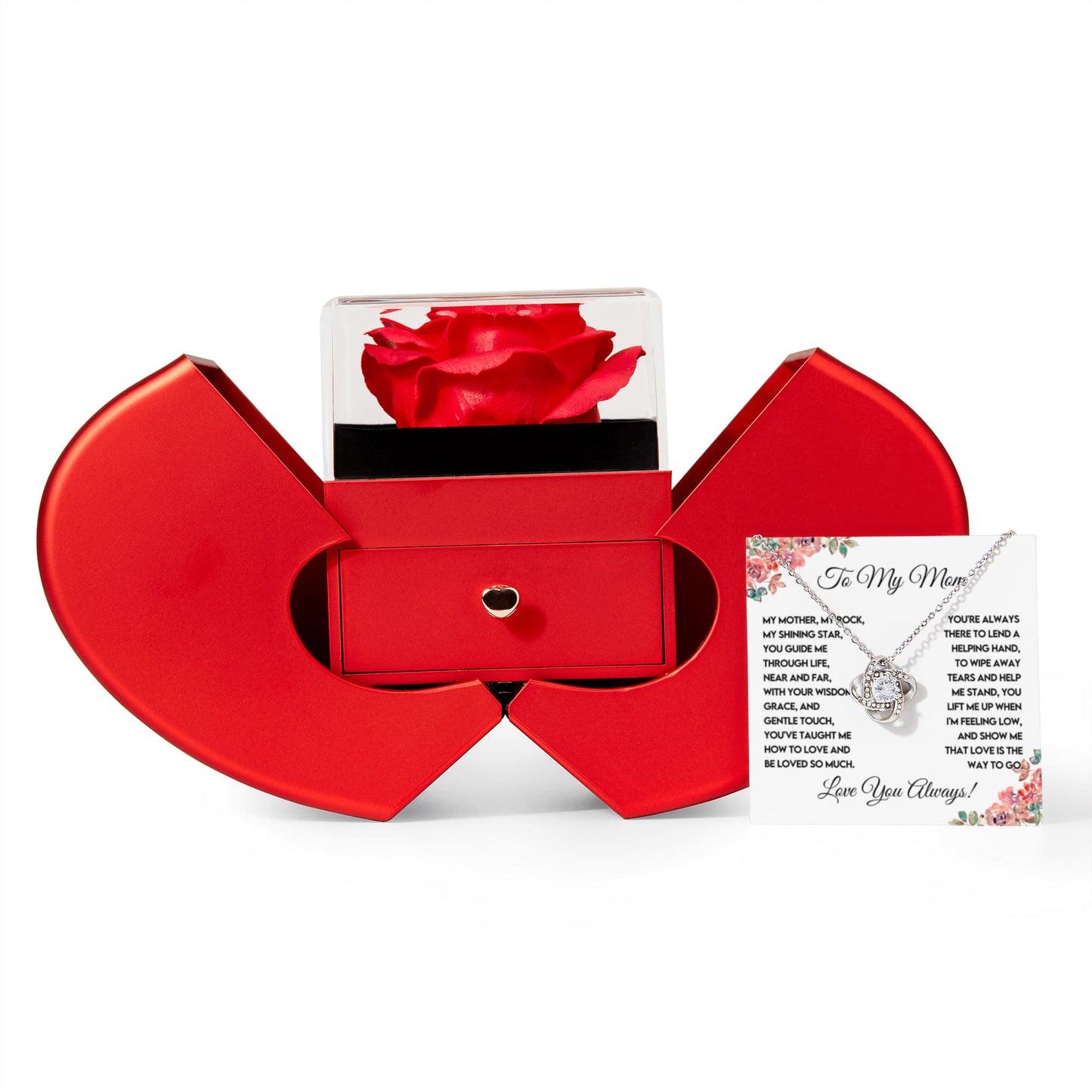 To My Mom Preserved Rose Necklace Gift  Set