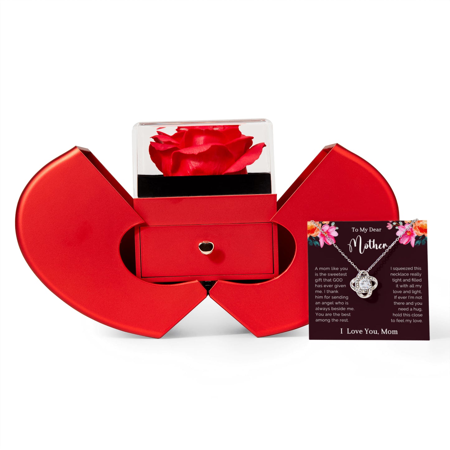 To My Mom Preserved Rose Necklace Gift  Set