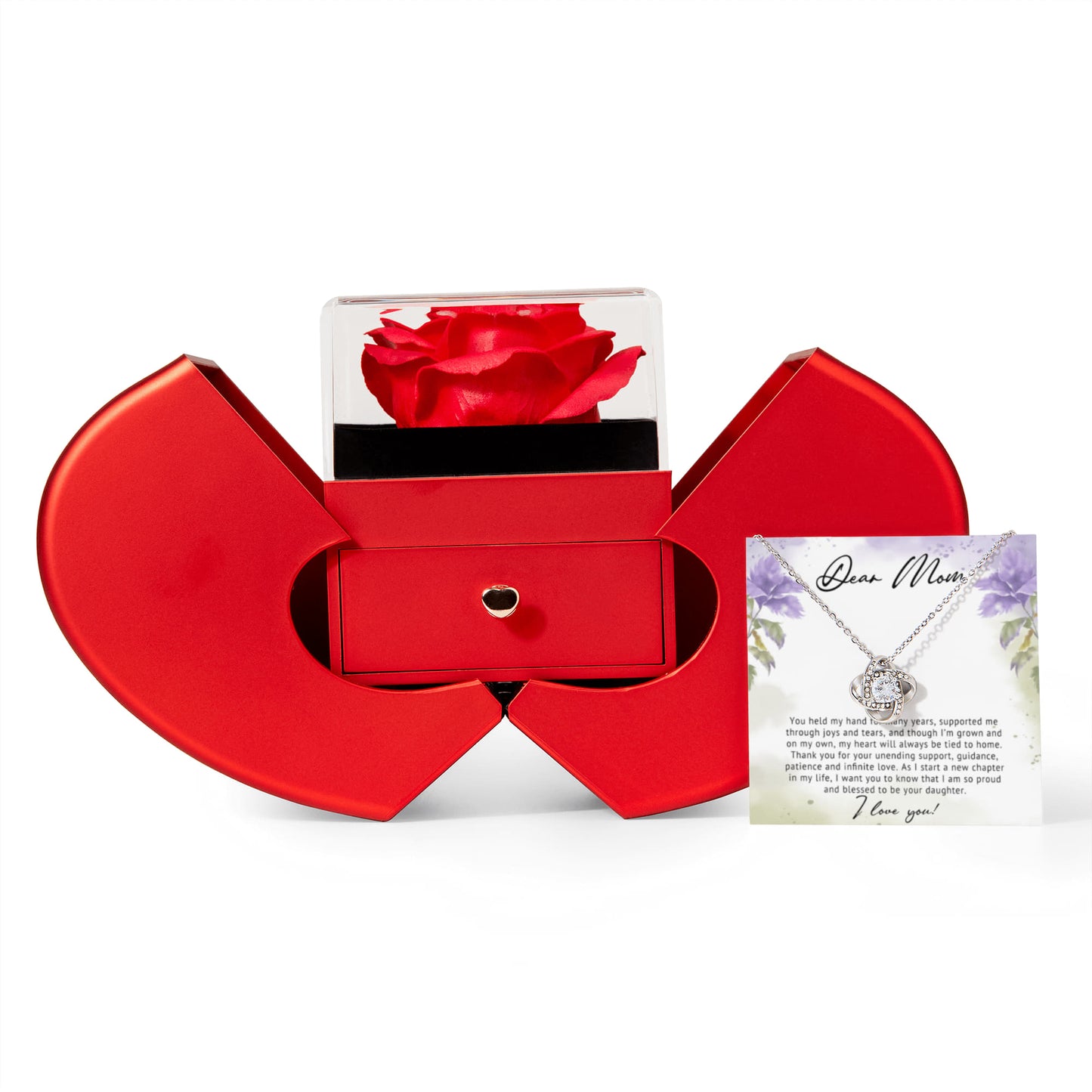 To My Mom Preserved Rose Necklace Gift  Set